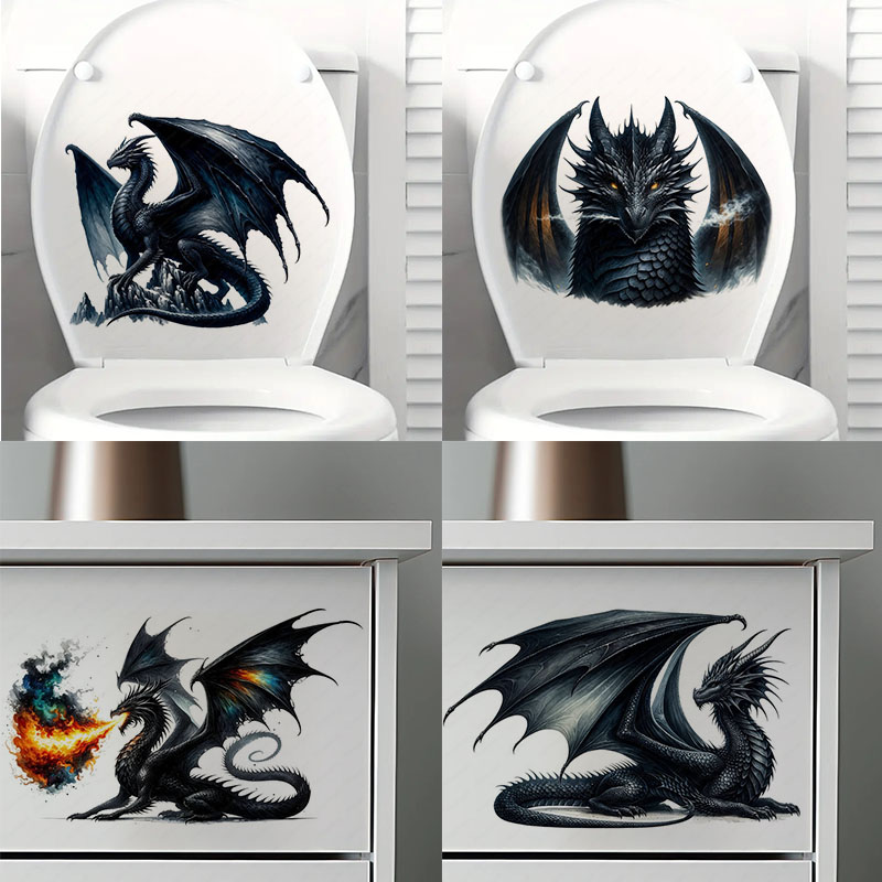 Lighting Mcqueen Bedroom Decor - Fiery Majestic Dragon สติกเกอร์ห้องน้ําตกแต่งสําหรับห้องนั่งเล่น,ผนัง,ห้องนอน, และตกแต่งบ้านสติ๊กเกอร์รถ Self-Adhesive
