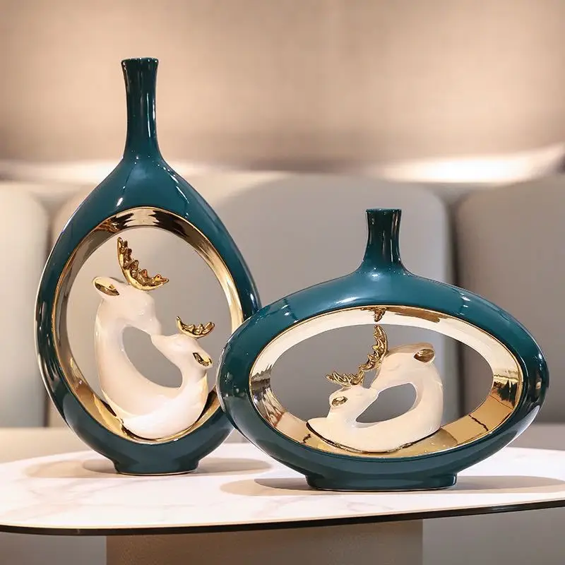 Lighting Decor Store - Creative Home ตกแต่งตุ๊กตาโมเดิร์นหรูหราเครื่องประดับแจกันห้องนั่งเล่นสํานักงานโรงแรม Store ศิลปะเซรามิคหัตถกรรมประติมากรรม