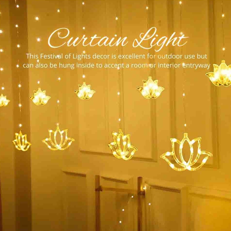 Lighting Decoration For Diwali - ไฟประดับม่านรูปดอกบัว 4 เมตร 8 โหมด กันน้ำ