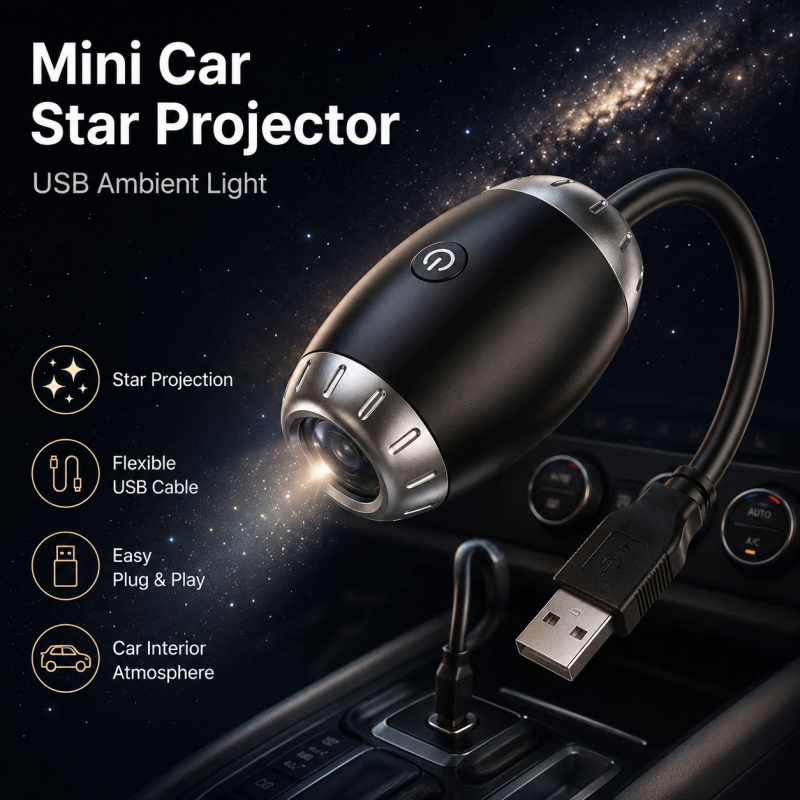 Star Projector Night - ไฟโปรเจคเตอร์ดาว USB สำหรับรถยนต์ ไฟกลางคืนลายท้องฟ้าเต็มดาว กาแล็กซี่ ไฟ