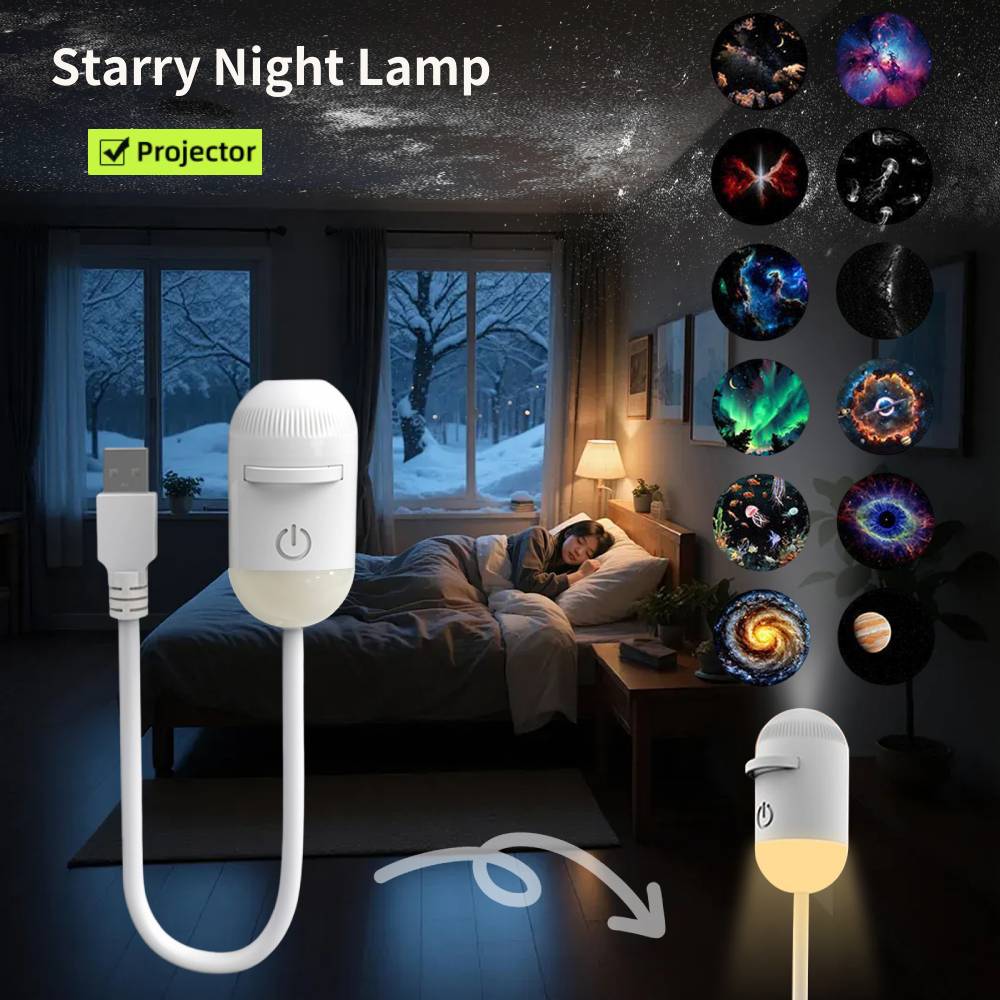 Star Projector Night - โปรเจคเตอร์ดาวกาแล็กซี่ขนาดเล็ก ไฟกลางคืน แสงดาวเต็มท้องฟ้า โคมไฟสร้างบรรยากาศในรถยนต์ ไฟโปรเจคเตอร์ USB
