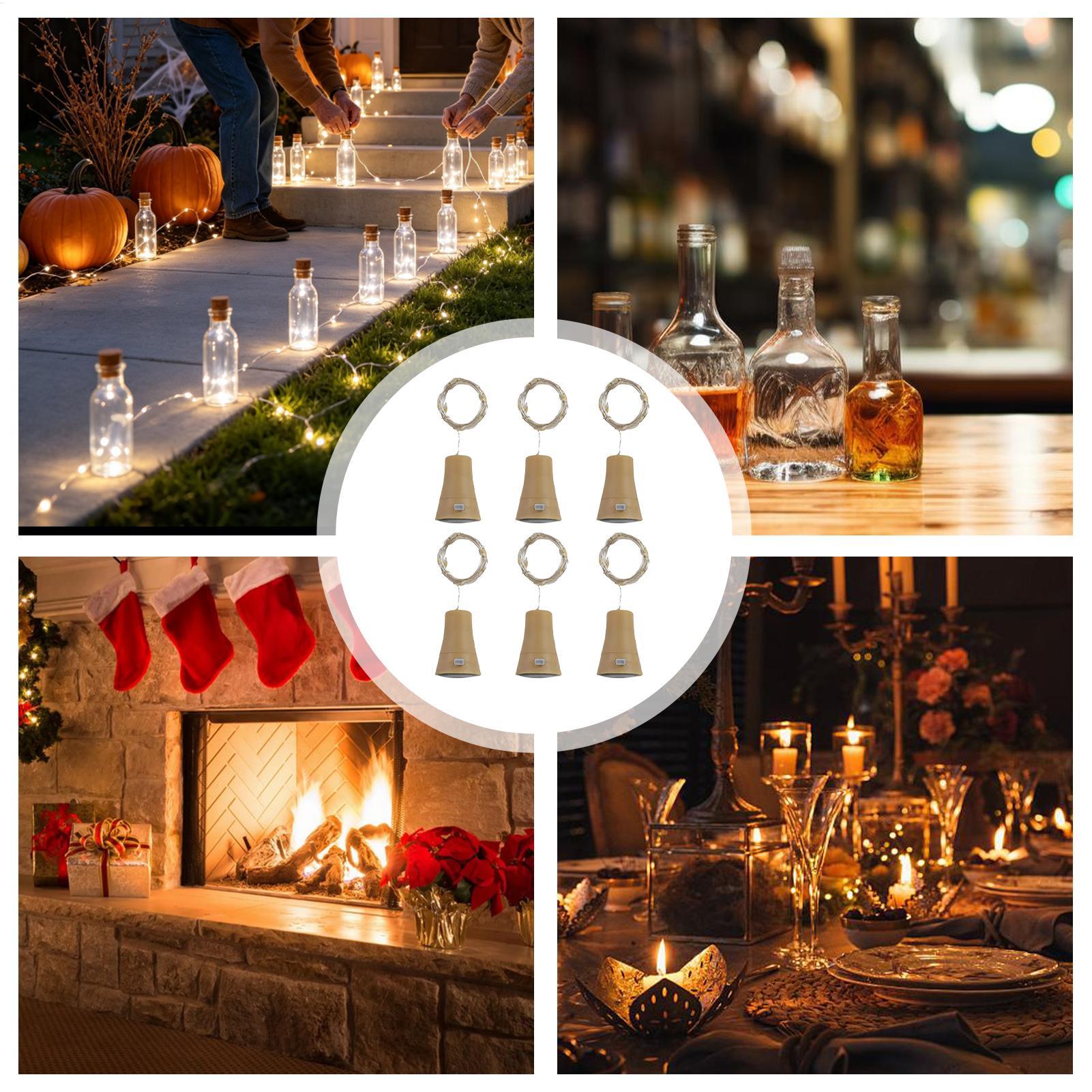 Decor Lighting Cork - ไฟขวดไวน์พร้อมจุกคอร์ก 6 ชิ้น ไฟ LED กันน้ำ