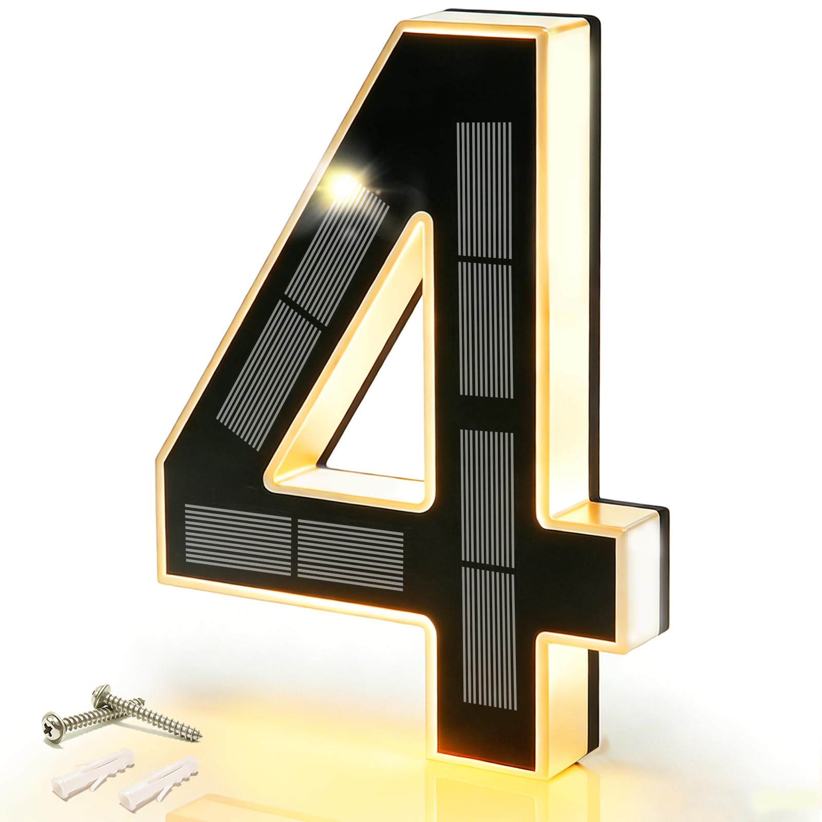 Decor Lighting Address - ป้ายเลขที่บ้าน LED พลังงานแสงอาทิตย์แบบทันสมัย กันน้ำ พร้อมเซ็นเซอร์แสง สำหรับตกแต่งผนังบ้านหรือสนามหญ้าภายนอก