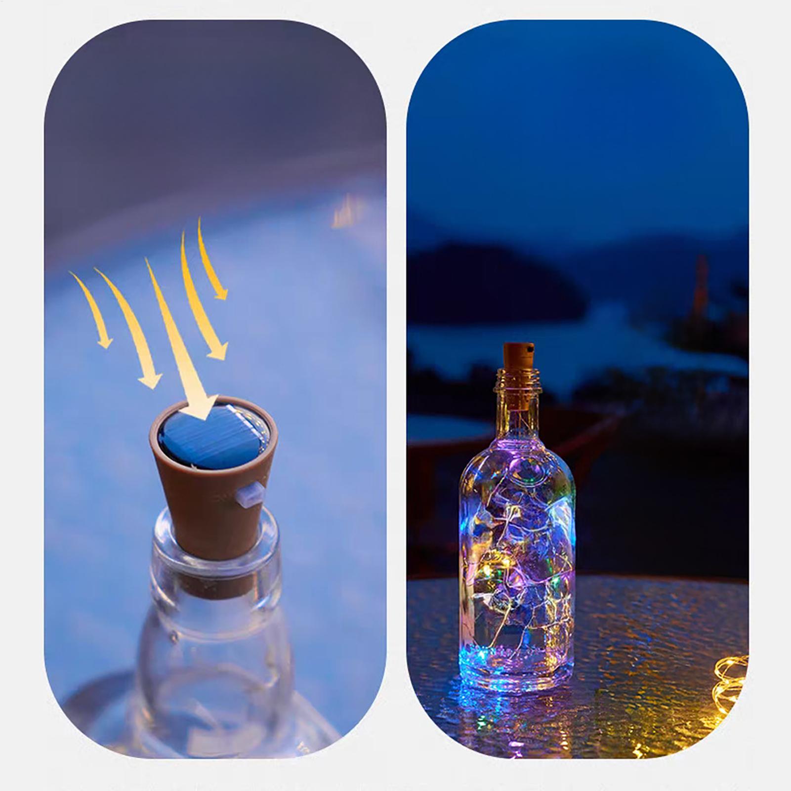 Decor Lighting Cork - ไฟขวดไวน์พลังงานแสงอาทิตย์ 6 ชิ้น ไฟ LED กันน้ำ
