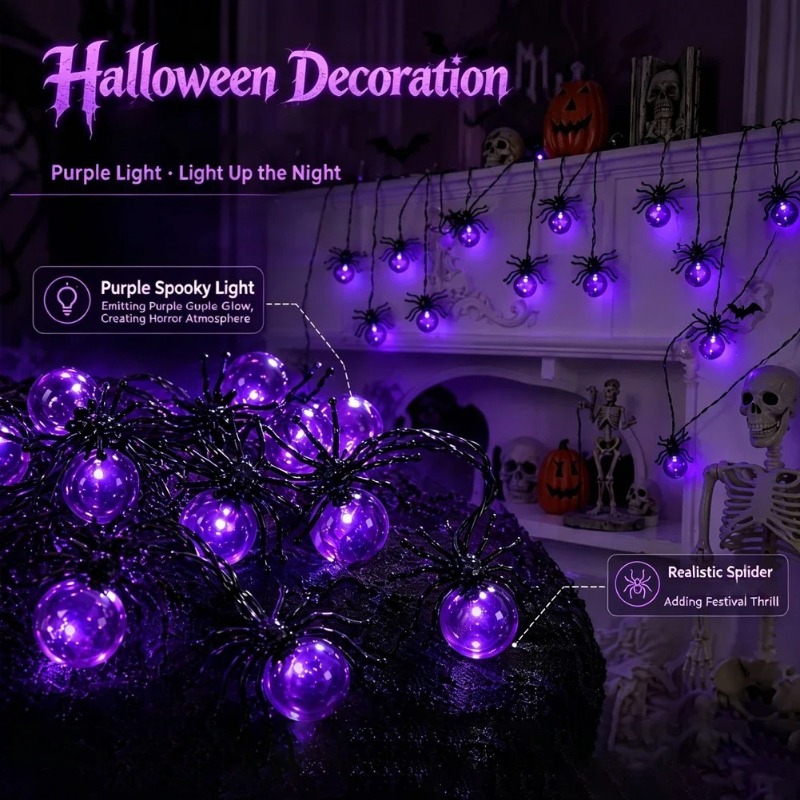 ไฟสาย LED รูปแมงมุมใช้พลังงานจ - Garden Lighting Decor บทวิจารณ์และราคา