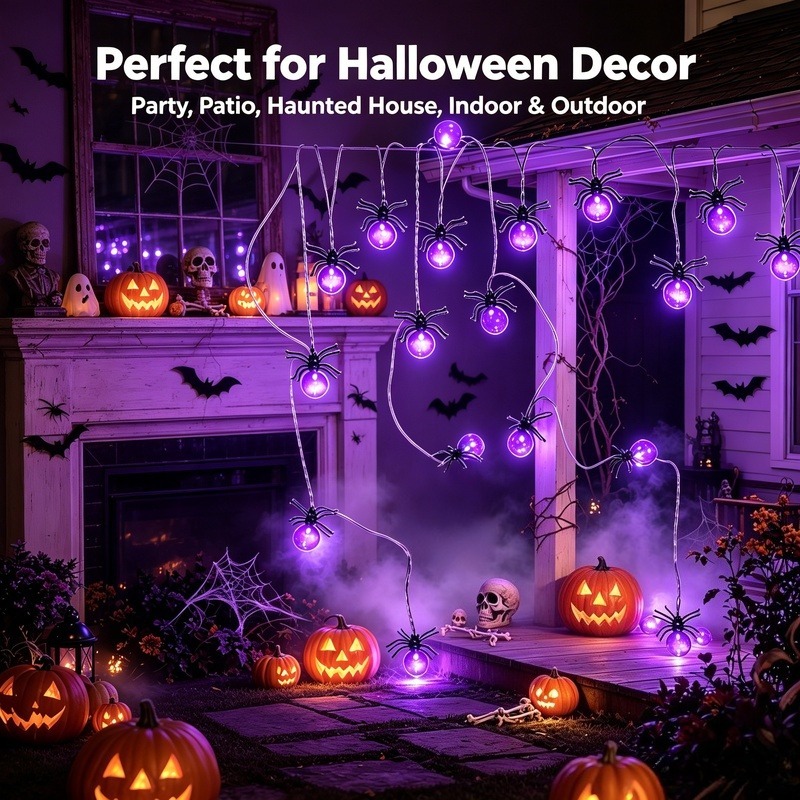 ไฟสาย LED รูปแมงมุมใช้พลังงานจ - Garden Lighting Decor บทวิจารณ์และราคา