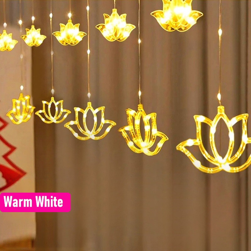 ไฟประดับม่านรูปดอกบัว 4 เมตร 8 - Lighting Decoration For Diwali บทวิจารณ์และราคา