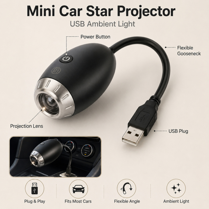 ไฟโปรเจคเตอร์ดาว USB สำหรับรถย - Star Projector Night บทวิจารณ์และราคา