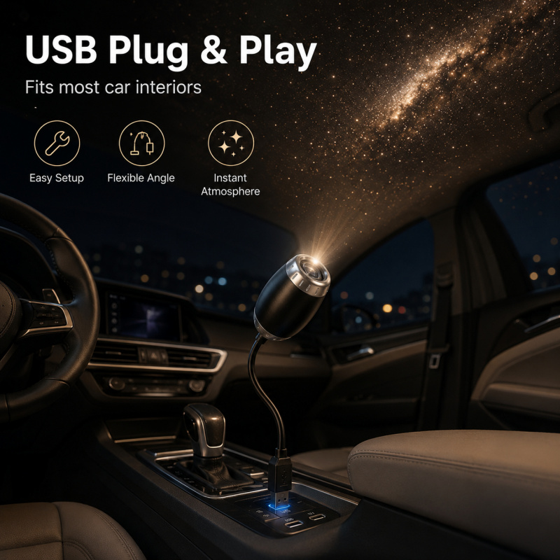 ไฟโปรเจคเตอร์ดาว USB สำหรับรถย - Star Projector Night บทวิจารณ์และราคา
