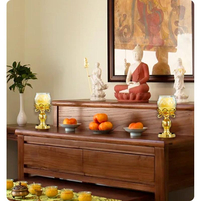 เชิงเทียนทองเหลืองลายดอกบัว 2  - Lighting Decoration For Diwali บทวิจารณ์และราคา